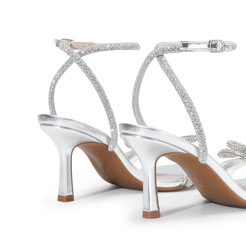 DREAM PAIRS Women's Double Bowknots Heels Open Square Toe Ankle Strap Crystal Rhinestone Dress Sandals for Party Wedding4
