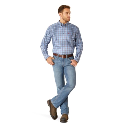 Image of ARIAT Men's Fire Resistant Sierra Work Shirt, Glacier Blue, 3X-Large Tall