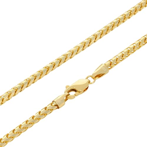 Nuragold 14k Real Yellow Gold Solid Franco Diamond Cut 2.5mm Spiga Wheat Chain Necklace (16"-30") Italian Jewelry for Men & Women4