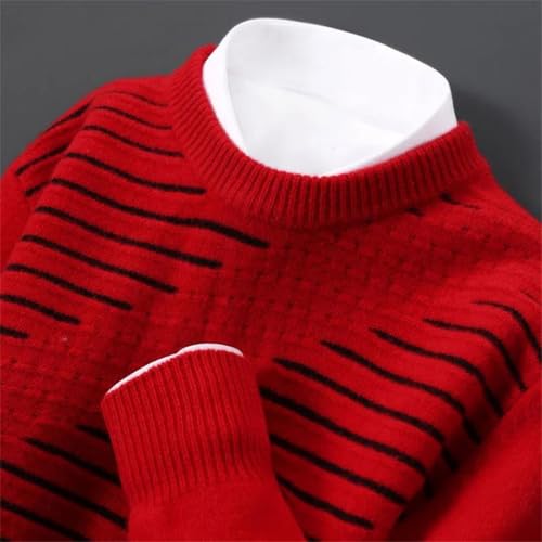 Men's Solid O-Neck Merino Wool Sweater Pullover Casual Long Sleeve Cashmere Thick Top2