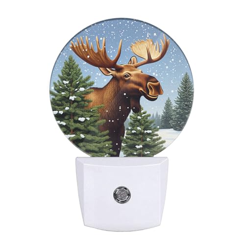 Image of EKOBLA Moose Night Light, Cute Elk Animal Night Lights Plug Into Wall for Christmas Home Decor and Holiday Gifts
