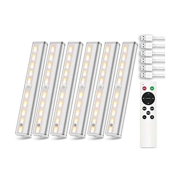 Anbock Under Lighting Remote Control 6 Packs 20 LEDs Rechargeable Touch Lights with