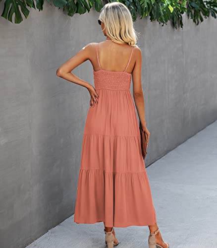 Image of Dokuritu Women's Beach Crochet Lace Maxi Dress Solid Color Summer Vacation Wedding Guest Spaghetti Strap Long Dress