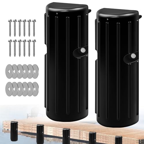 FBULWSEC Dock Bumper Fender - Heavy Duty Boat Dock Bumpers for Edge & Side - Marine Fender Guard - Vertical Dock Protection with Stainless Steel Hardware - 2 Pack - Black