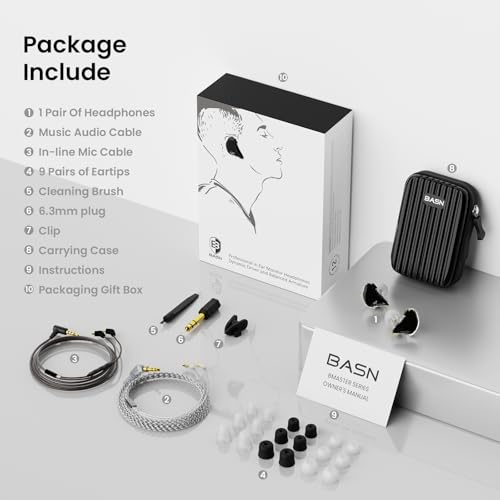 Écouteurs IEM triple pilote filaires HiFi BASN isolation bruit