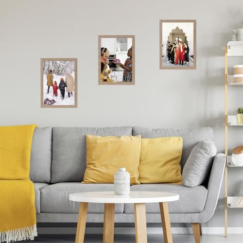 Image of JCJMY 10x14 inch Picture Frame, Horizontal and Vertical Formats for Wall Hanging, 10 x 14 Wall Gallery Poster Photo Frame with Shatter Resistant Plexiglass, Rustic Brown