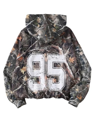 RoseSeek Girls Number Camo Hoodies Long Sleeve Oversized Sweatshirts Hoodie Pullovers Streetwear Trendy Army Green 12 Years