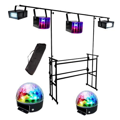 IBIZA LIGHT - 6 JEUX DE LUMIERES PUISSANTS + SUPPORT DJ MOBILE PA DJ LED LIGHT SONO
