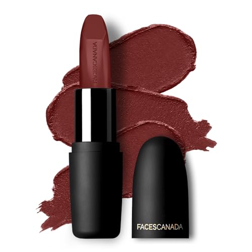 Image of FACES CANADA Weightless Matte Lipstick - Kissed Ruby 13 (Maroon), 4.5g | Highly Pigmented Lip Color | Smooth One Stroke Glide | Moisturizes & Hydrates Lips | Vitamin E, Jojoba & Almond Oil Enriched
