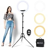 Ring Light with Tripod Stand, Yesker 14 Inch LED Ringlight Kit with Phone Holder Adjustable Color...