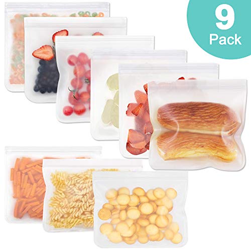 MMTX Reusable Storage Bags 9 Pack Leakproof Sandwiches Bags Resealable Freezer Bags Extra Thick Bags - //coolthings.us