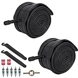 【Ce que Vous Obtenez】 Chambre à air de vélo 20 x 2,125/2,40 x 2, démonte-pneu x 2, noyau de valve x 5, clé à noyau de valve x 1, capuchon de buse de valve coloré en alliage d'aluminium x 2