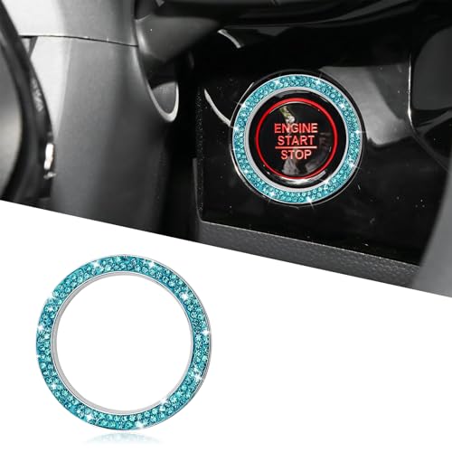 Car Bling Crystal Rhinestone Engine Start Decoration Ring, Sparkling Push