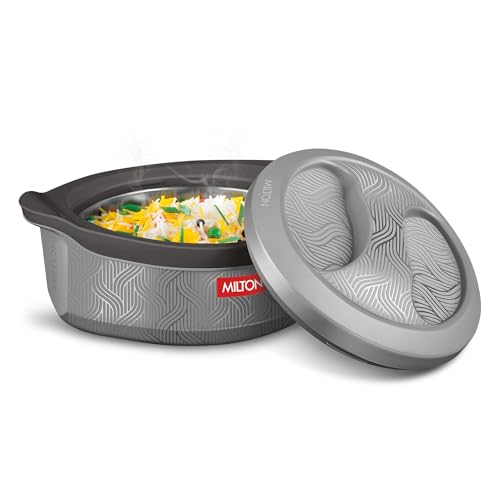 Image of MILTON Evoke 1000 PU Insulated Inner Stainless Steel Casserole, 850 ml, Grey, BPA Free, Food Grade, Hot and Cold, Easy to Carry, Easy to Store, Chapati, Roti, Curd Maker