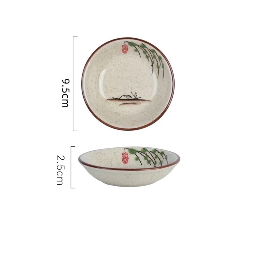 Dessertteller Retro runde Beilagenschale aus Keramik, Beilagenschale, Gewürzschale, Soja-Dip-Sauce-Gericht