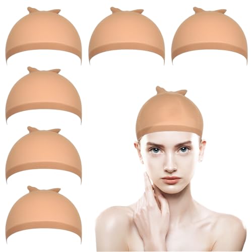6 Pcs Wig Caps, Bald Caps Elastic Nylon Stocking Net for Women Wigs, Lace Front Hair and Fashion Hair Accessories, Fun Hair Accessories, Makeup & Performance Accessorie (Brown)