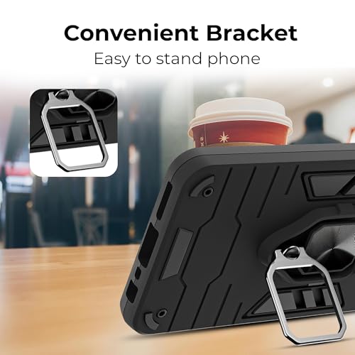 Image of A rtistque Armor Bumper Back Case Cover for Realme P3 Pro 5G | Stylish Ring Holder & Inbuilt Stand | Shockproof TPU Protective Design | 360 Degree | Realme P3 Pro Back Cover - Black