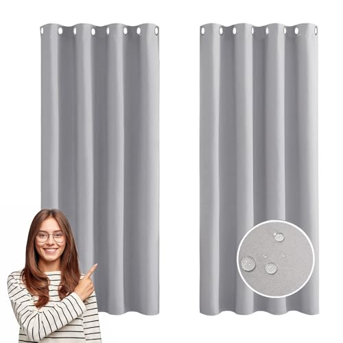 Rideaux occultants 150x65 cm gris clair à oeillets pour chambre et salon