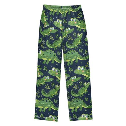 Pajama Pants Crocodile Green Leaves Long Sleep Pants Lounge Bottoms2
