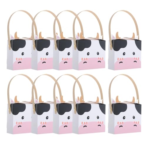 CHICAMPERA 10 Cajas de Papel para Obsequio con Diseño de Animales de Granja, Ligeras y Resistentes, Ideales para Fiestas y Cumpleaños Infantiles