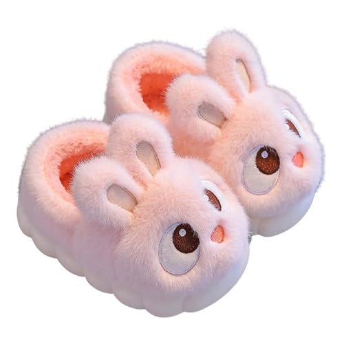 TYUSGH Pantuflas de invierno para niñas, zapatos cálidos de casa de conejo, lindos dibujos animados, esponjosas, suaves, antideslizantes, para interiores, Pink, 36 2/3 EU