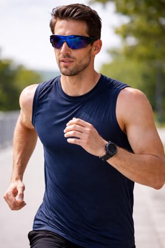 Image of ALNA-TURA Sport Sunglasses for Men & Women UV400 Protection | Cycling Running Driving Goggles | Wraparound Shield Design | Anti-Glare Mirrored Lens | Lightweight Outdoor Sports Eyewear