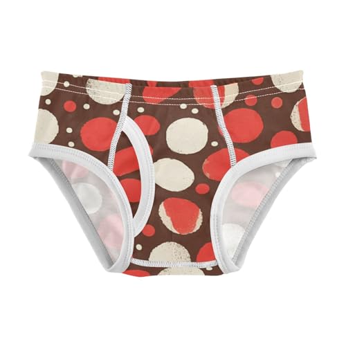 KLL White Polka Dot Red Background Chestnut Toddler Boys' Comfort Briefs Cute Children Undies