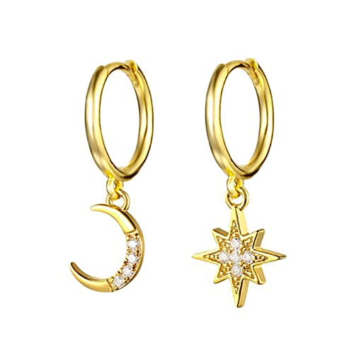 Boucle d'oreille lune étoile argent 925, le cadeau idéal
