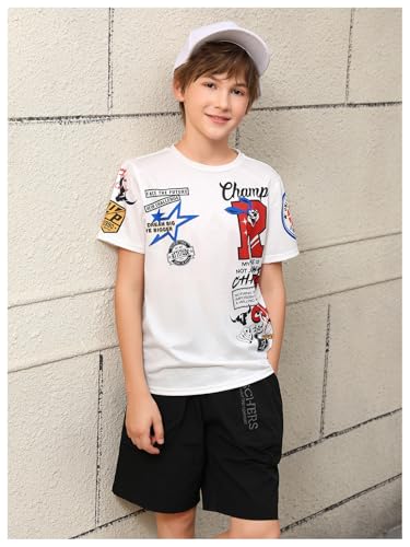 SOLY HUX Boy's Summer Tops Letter Graphic Short Sleeve Shirts Crew Neck Loose Tee Shirt4
