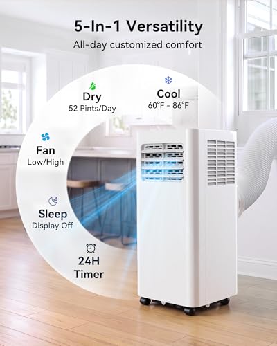 Image of Feelfunn 10,000 BTU Portable Air Conditioner - Cools 450 Sq. Ft., 3-in-1 Portable AC Unit with Cool /Fan /Dehumidifier /Sleep, Quiet AC with LED Display, Remote & 24H Timer, for Bedroom, Dorm, Apartment
