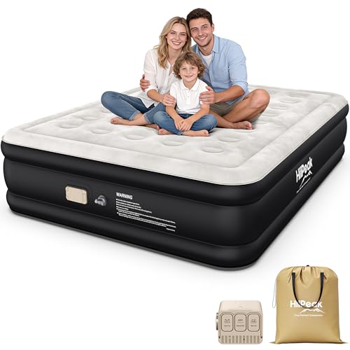 HiiPeak Matelas gonflable de luxe avec pompe intégrée, surmatelas gonflable en daim doux pour un confort supérieur, matelas gonflable portable pour camping,...