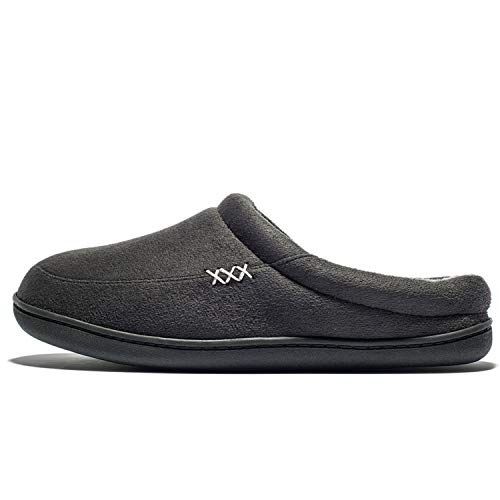 Image of NewDenBer Men's Warm Memory Foam Slippers Suede Plush Fleece Lined Slip on Indoor Outdoor Clog House Shoes