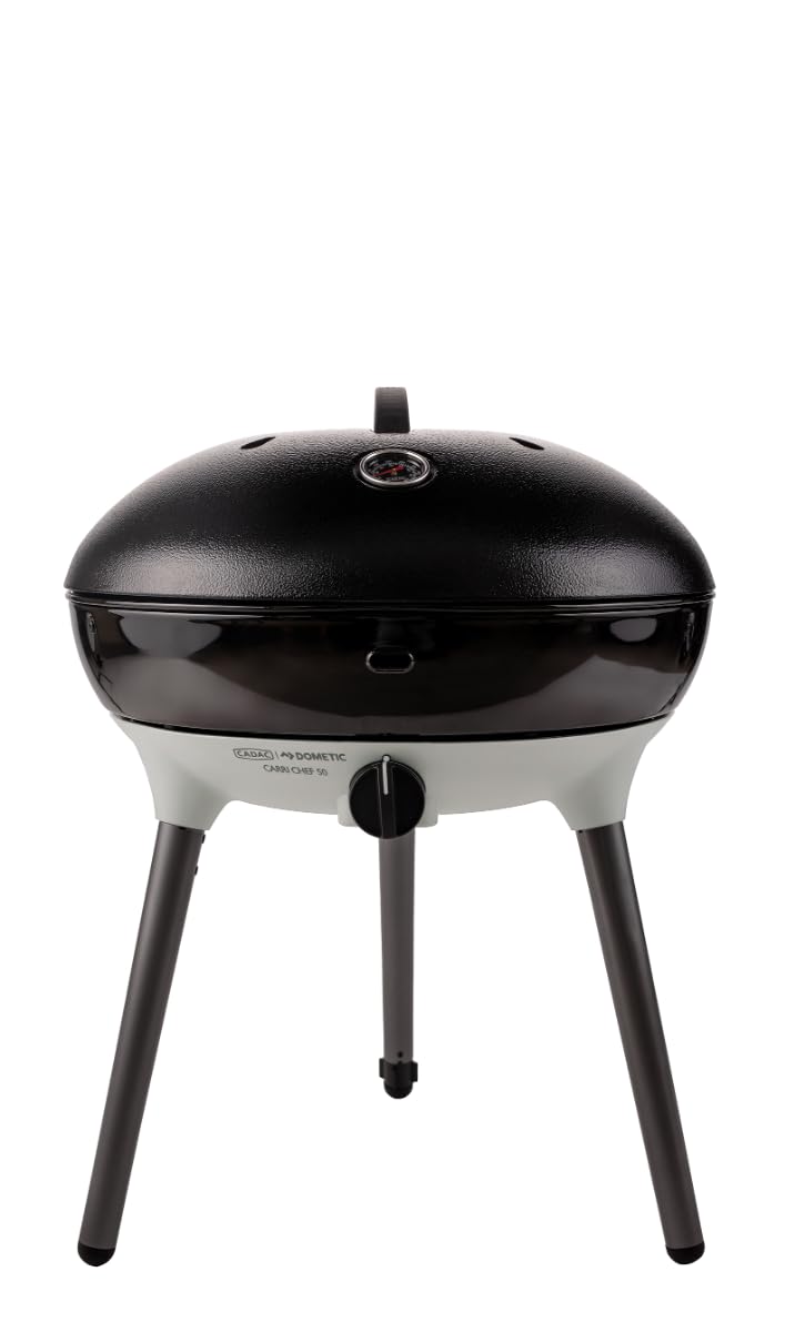 CADAC Carri Chef 50 Barbecue a Gas Portatile | Barbecue da Tavolo con Accensione Automatica, Piastra Plancha & Borsa da Trasporto per Campeggio, Giardino, Uso esterno