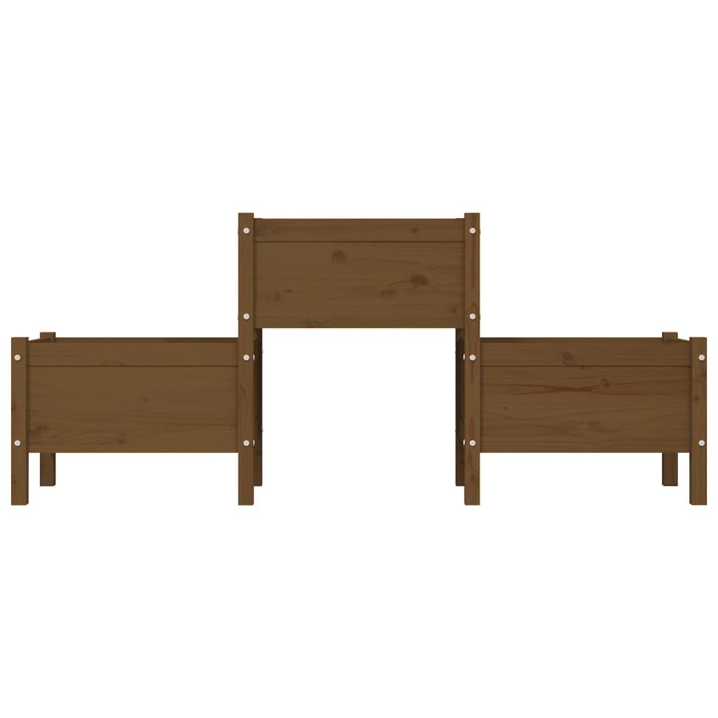 Macetero grande exterior para balcón, color marrón miel, 178,5 x 44 x 75 cm, madera maciza de pino, solución ideal para jardinería que ahorra espacio y plantas sanas
