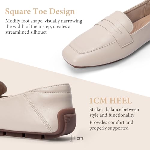 Image of Leather Loafer Shoes for Women Comfortable Lady Penny Loafer Shoes Flats Office Work Shoes