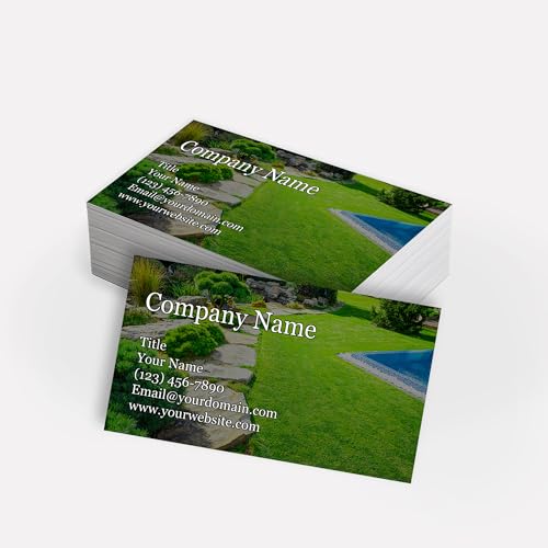 Personalized Business Cards - 3.5' x 2' - 100 Pack of Thick Sturdy 14PT Cards - Lawn Care, Snow Removal, Landscaping Designs - 100% Made in the U.S.A. (Landscaping)