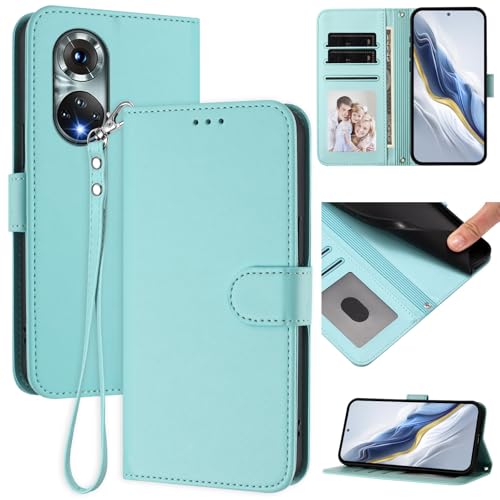 Pzwoxukhov Compatible with Huawei Nova 9 Case Cover,Compatible with Honor 50 Phone Case,Solid Color flip Shockproof Case Cover Light Green