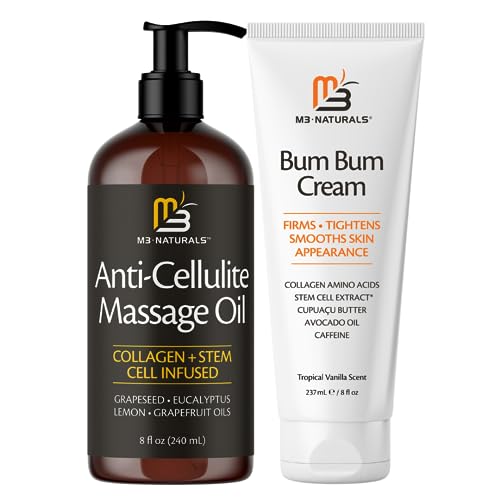M3 Naturals Anti Cellulite Body Massage Oil and Bum Bum Cream Bun...