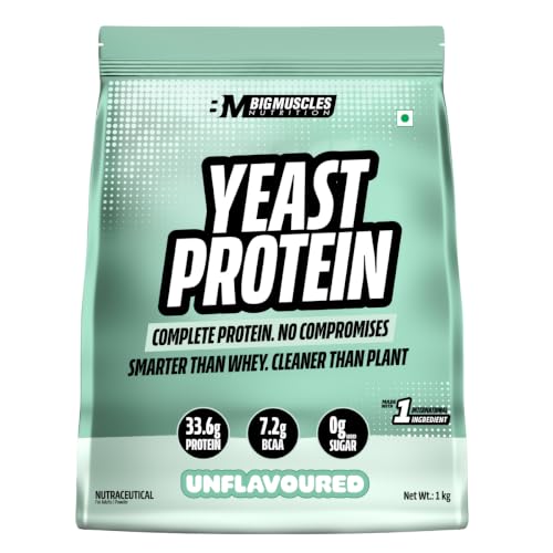 Image of Bigmuscles Nutrition Clean Yeast Protein Isolate (1kg, Unflavoured) | 33g Protein, 7g BCAA | Superior Absorption, Gut Friendly | PDCAAS -1 | Fermentation-Derived