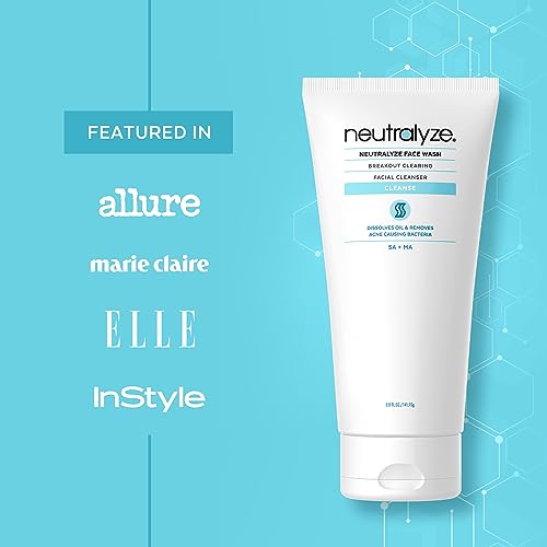 Acne Wash for Face with 2% Mandelic Acid & 2% Salicylic Acid - Professional Grade, A.H.A. + B.H.A. Facial Cleanser for Acne Prone Skin (90+ Day)