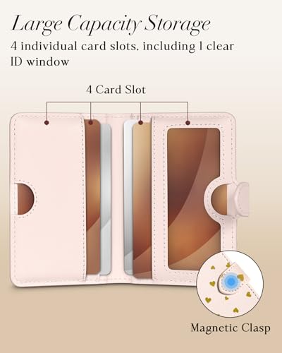 Image of Shorogyt for Magnetic Phone Wallet Compatible with Magsafe Card Holder - Luxury Slim Leather Mag Wallets for Women Fit 4 Cards, for iPhone 17 /16 /15 /14 /13 /12 Series for Apple RFID Magnet, Gold Heart