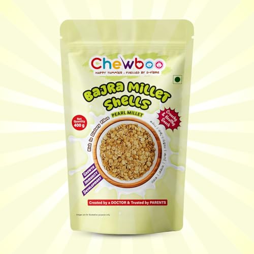 Image of Chewboo Bajra Millet Shells for Kids | High Fibre Breakfast Cereal & Snack | Made with 72% Bajra & Jaggery | No Refined Sugar | 400g