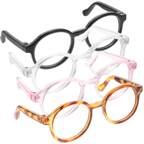 Ipetboom 4pcs Funny Cute Dog Cat Retro Fashion Sunglasses Mosaic Glasses Transparent Eye-wear Protection Puppy Cat Teacher Bachelor Cosplay Glasses Pet Photos Props for Small Dog Cat,
