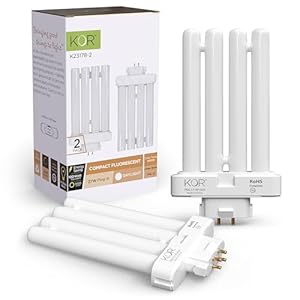 KOR Pack of 2 – FML27-65K Light Bulbs 27 Watt 4 Pin FML Lamp Replacement Bulb 6500K Natural Spectrum Daylight CFL 27W Plugin GX10Q-4 Base