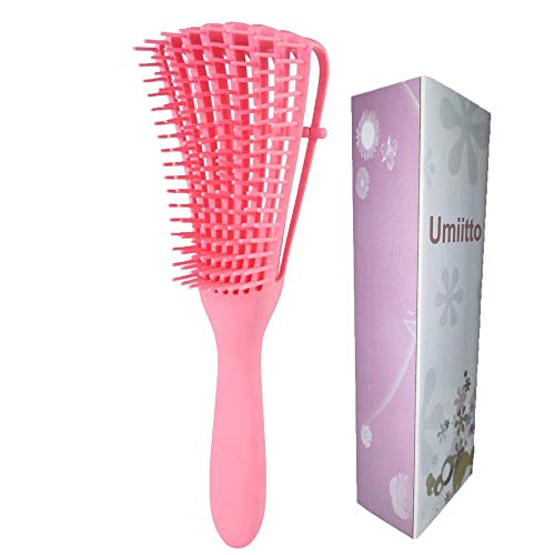 Detangling Brush 4c Hair Flexi Detangler comb for Curly Hair Wet Thick Kinky Coily Dry Natural Black Hair brushes (Pink)