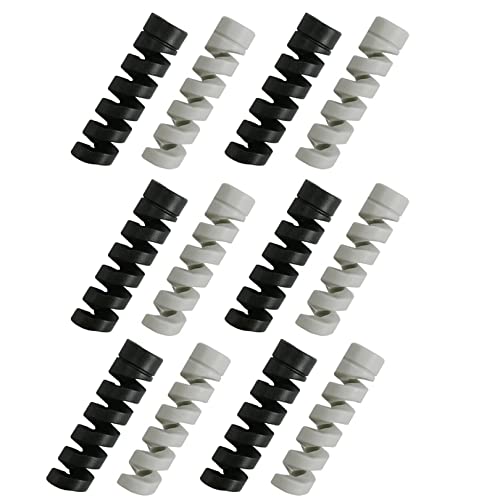 12pcs Charger Cable Saver Protectors Sleeve,Flexible Silicone Micro USB Protector,Mouse Cable Protector,Flexible Spiral Cable Protector Sleeve Suitable for Phones Laptops USB Data Cables(Black,Grey)