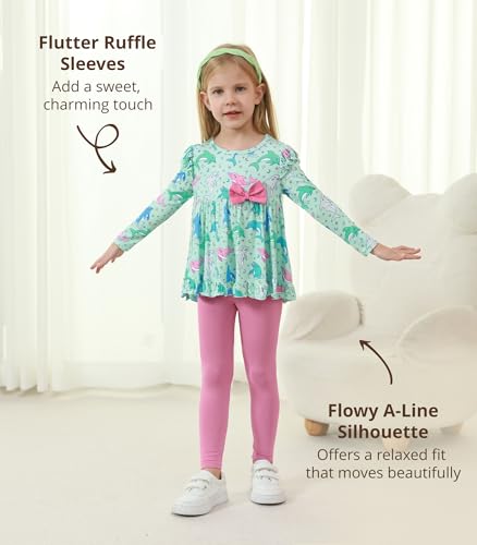 Image of Toddler Girls' Clothes-Viscose from Bamboo, Long Sleeve Ruffle Top with Pant Sets for Kids 2Pcs Fall Outfits 2T-6Y