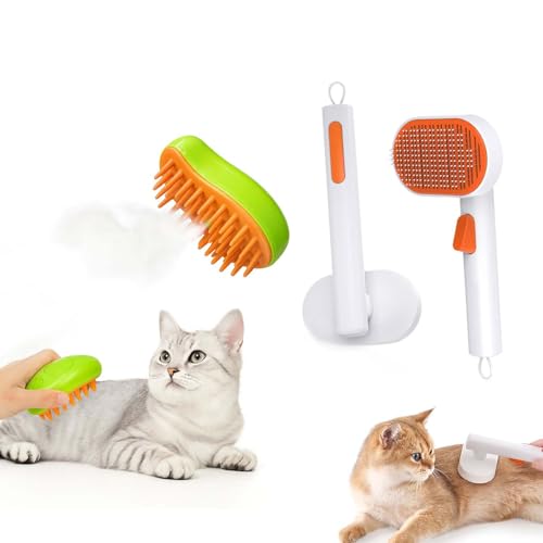 Image of 2-in-1 Pet Grooming Set for Dogs & Cats | Slicker Brush for Loose Fur & Detangling + Steam Massage Brush for Bathing & Relaxation | Safe, Gentle & Effective Daily Grooming Tools