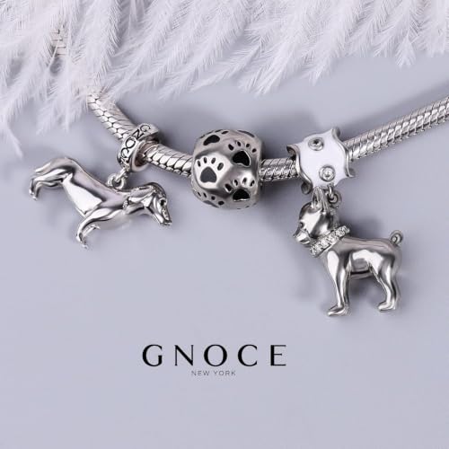 Image of GNOCE Pet Dog Bead Charm for Women,Silver Charms Necklace Bracelet for Her, Jewelry Gift