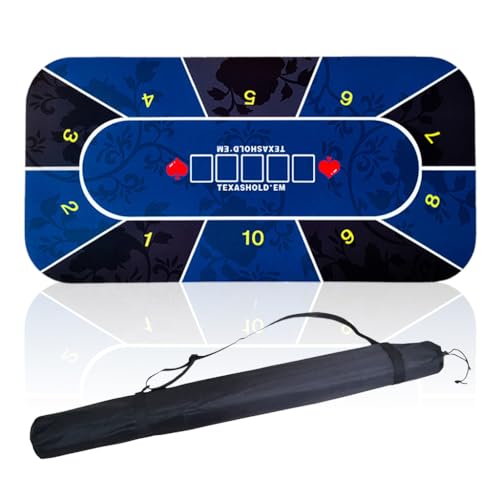 Image of PATPAT Poker Mat for Table 10 Players, 47.2 x 23.6 in Rubber Anti-Slip | Smooth Card Play, Helps Protect Table Surfaces, Stable Rubber Base, Printed Layout, Easy to Wipe, Care Guidance